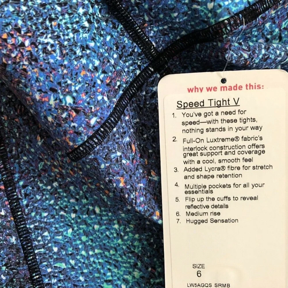 Lululemon Speed Tight Rainbow Splatter Mermaid Legging Non Reflective Size6 NWT! - Picture 4 of 10